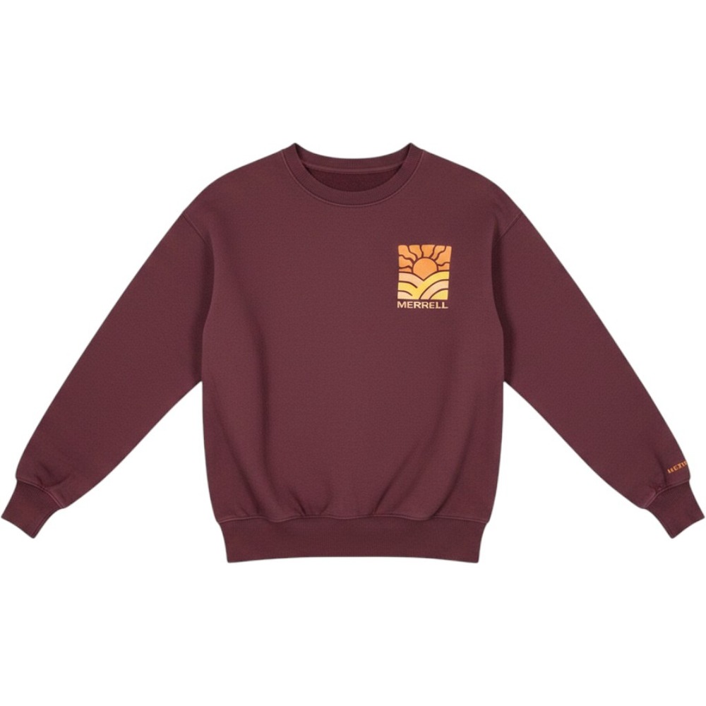 Merrell Womens Burgundy Outdoors and Chill Trail Life Graphic Sweatshirt Size M